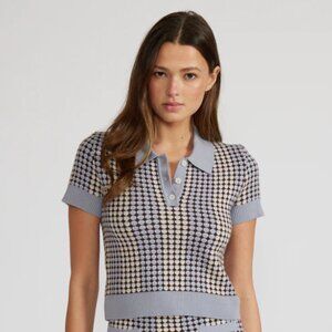 Lucy Paris Vivian Pattern Cropped Polo Knit Top